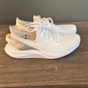 New Balance Women's Cream-White Knit Lace-Up Sneakers